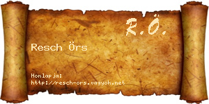 Resch Örs névjegykártya